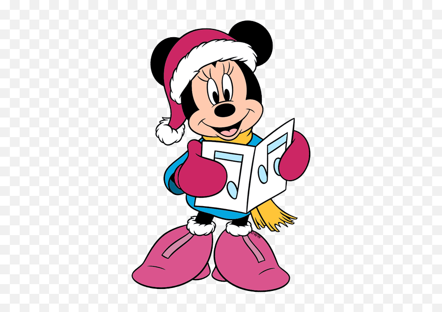 Minnie Mouse Singing Clipart - Singing Carols Disney Cartoon Emoji,Christmas Carol Emoji