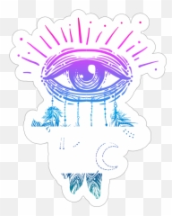 Third Eye With Feathers Boho Sticker - Illustration Emoji,Old Man Boy Ghost Emoji