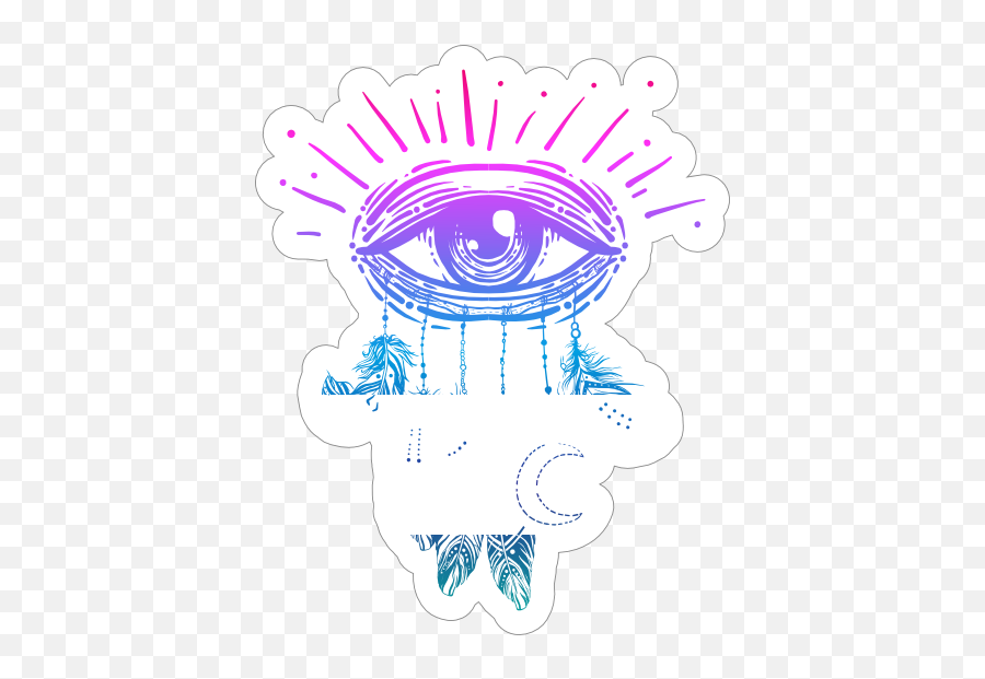 Third Eye With Feathers Boho Sticker - Illustration Emoji,Old Man Boy Ghost Emoji