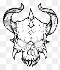 Skull Skulls Devil Demon Mask Evil - Skull With Horns Drawing Emoji,Devil Mask Emoji