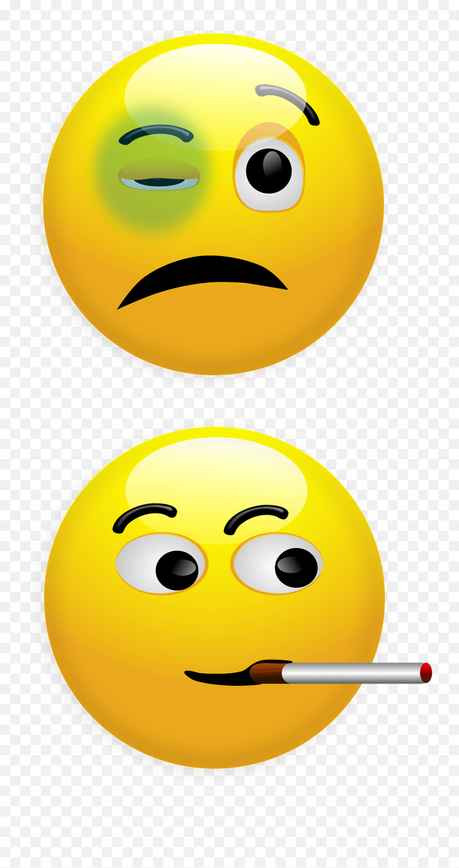 Black Eye Smiley And Smoking Smiley - Black Eye Clip Art Emoji,Crooked Smile Emoji