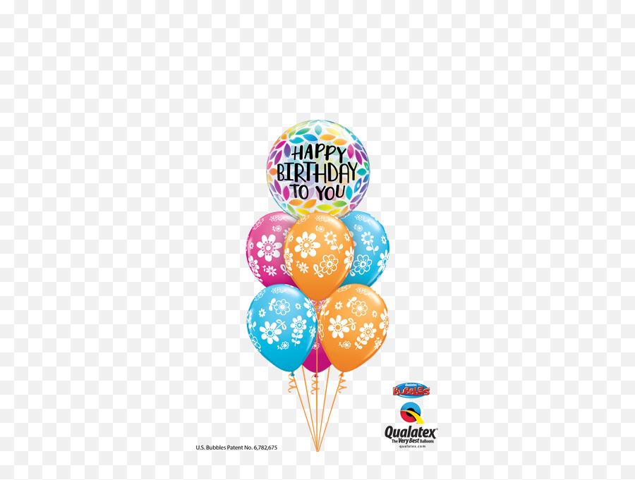 Happy Birthday Rainbow Petals 22 Bubble Balloon - Qualatex Bubble Balloon Bouquet Emoji,Emoji Happy Birthday