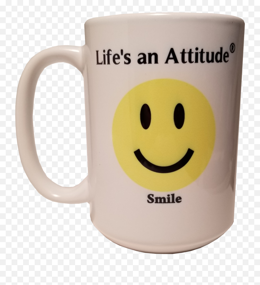 Lifes An Attitude Smile Coffee Mug - Coffee Cup Emoji,Coffee Emoticon