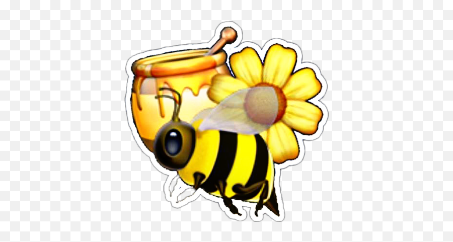 Bee Yellow Sticker Emoji Cute - Iphone Bee Emoji Png,Bumblebee Emoji