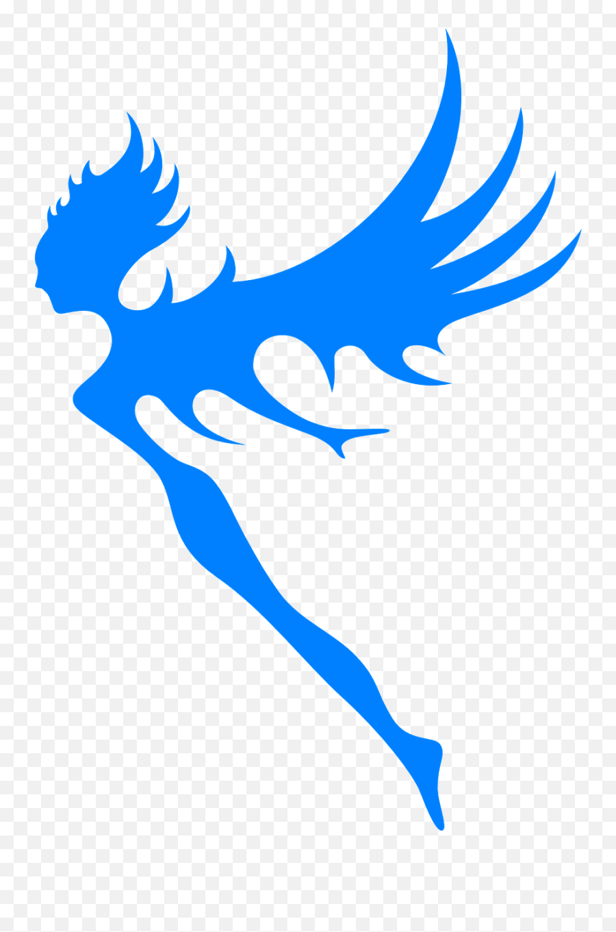 Fairy Angel Blue Flying Female - Blue Fairy Silhouette Png Emoji,Magic Wand Emoji