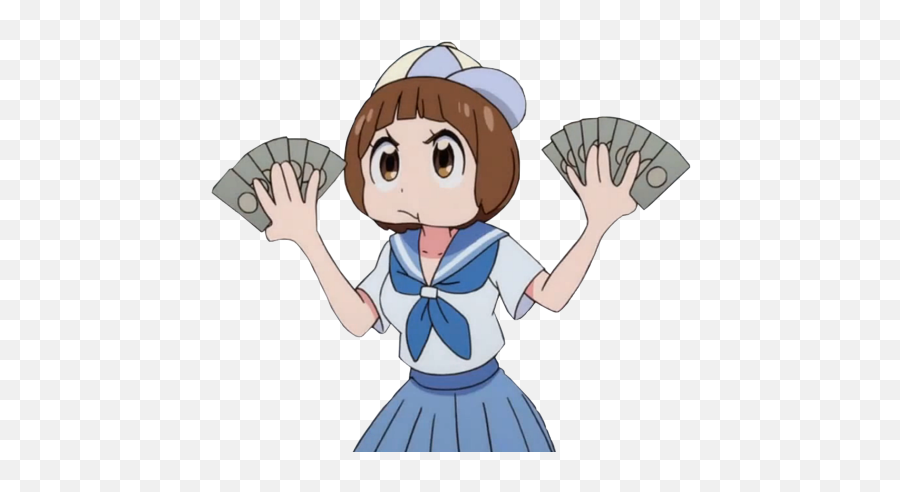 Anime Animegirl Money Animemoney Cute Kawaii Japan Scho - Kill La Kill Mako Png Emoji,Pouty Face Emoji