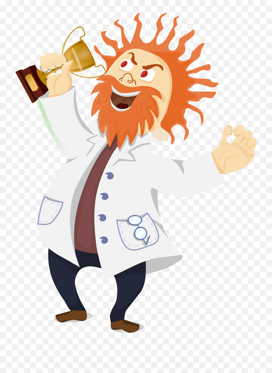 Mad Scientist With A Trophy Icons Png - Cartoon Transparent Mad Scientist Emoji,Mad Scientist Emoji