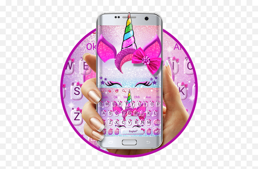 Download Girly Glisten Unicorn Kitty Keyboard - Smartphone Emoji,Girly Emoji