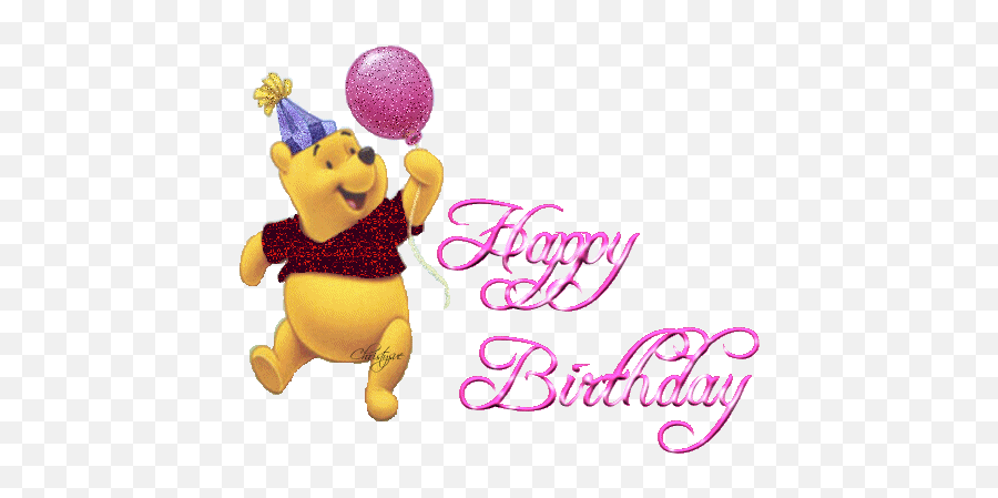 Happy Birthday Lovely Glitter Image - Pooh Bear Happy Birthday Pooh Emoji,Happy Birthday Emoticons Text