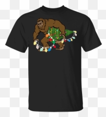 Bigfoot Carrying Christmas Tree T - A Wonderful Life Shirt Emoji,Bigfoot Emoji