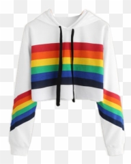 Rainbow Clothes Freetoedit - Rainbow Crop Top Hoodie Emoji,Emoji Clothes At Rainbow