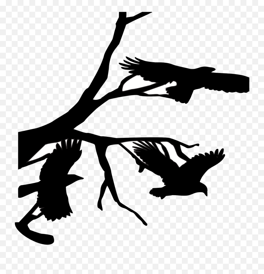 Three Crows Raven Flying Branch Emoji,Black Bow Emoji