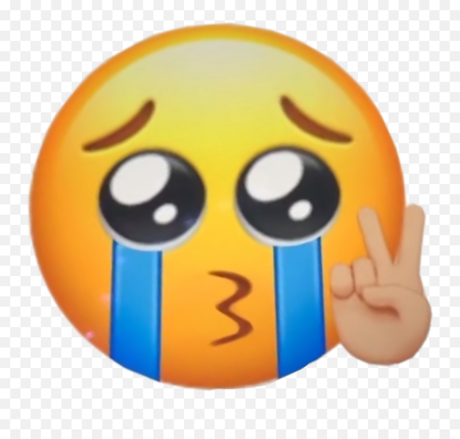 Emoji Newemoji Peace Peaceemoji Sad Sademoji Crying Cry - Peace Sign Crying Emoji,Crying Emoji