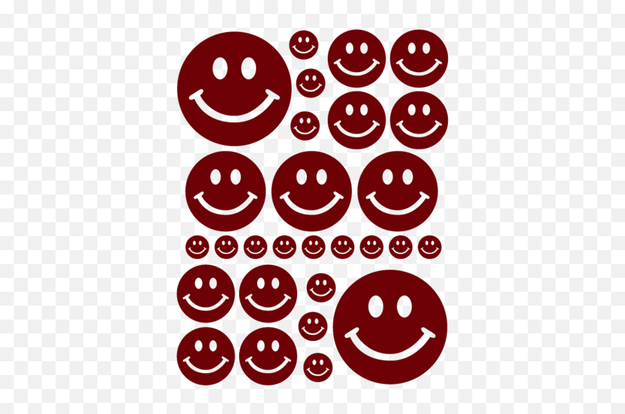 Smiley Face Wall Decals In Maroon - Black And White Smiley Face Emoji,Red Faced Emoticon