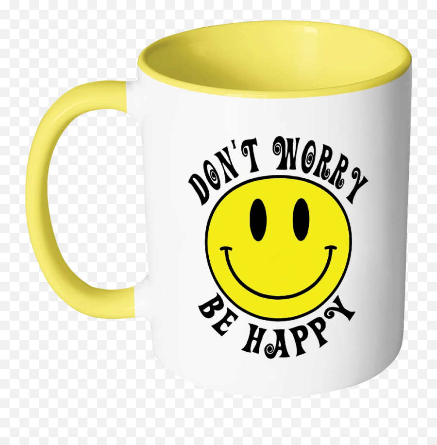 Retro Dont Worry Be Happy Smiley Face - Mug Emoji,Coffee Emoticon