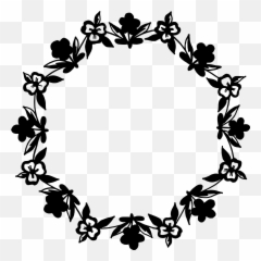 Floral Frame Vector Png Transparent Svg - Black Circle Frame Png Emoji,Black And White Flower Emoji