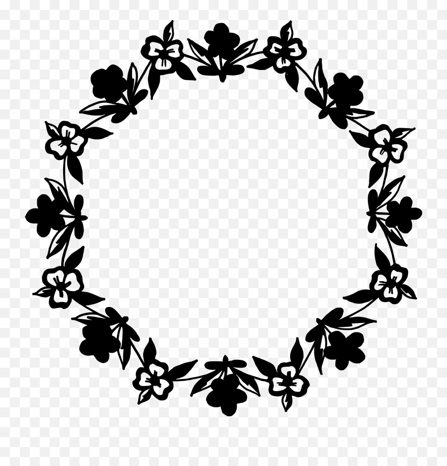 Floral Frame Vector Png Transparent Svg - Black Circle Frame Png Emoji,Black And White Flower Emoji
