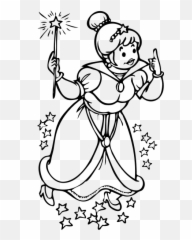 Vector Image Of Fairy Lady With Magic Stick - Fairy God Mother Clipart Black And White Emoji,Magic Wand Emoji