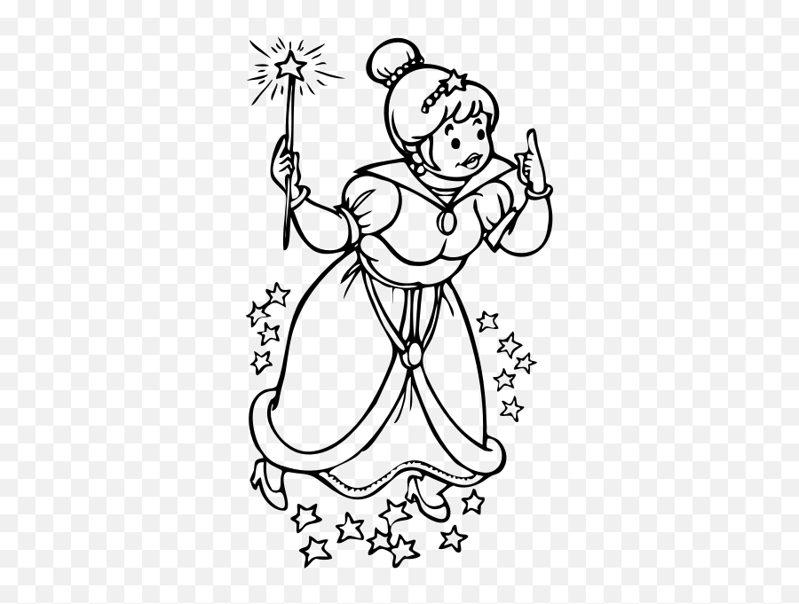 Vector Image Of Fairy Lady With Magic Stick - Fairy God Mother Clipart Black And White Emoji,Magic Wand Emoji