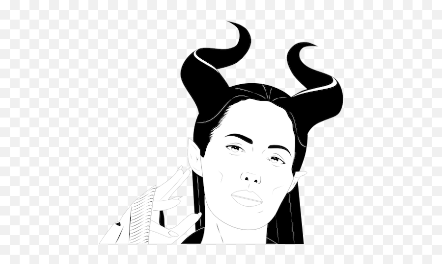 Vector Drawing Of Woman With Sharp Horn - Desenho De Mulher Com Chifre Emoji,Woman With Bunny Ears Emoji