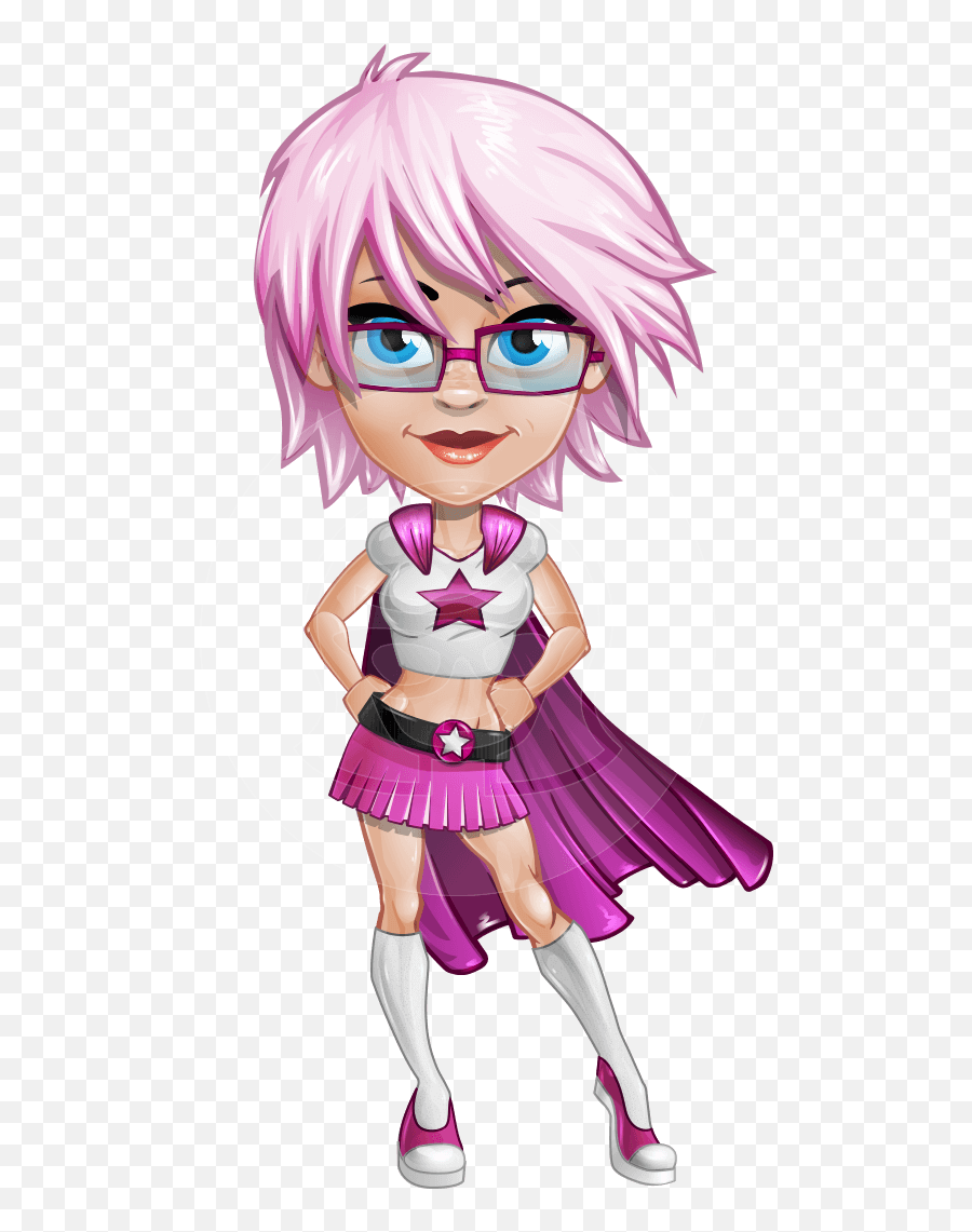Cute School Superhero Girl Cartoon Vector Character - Purple Superhero Cartoon Emoji,Anime Emotion Symbols