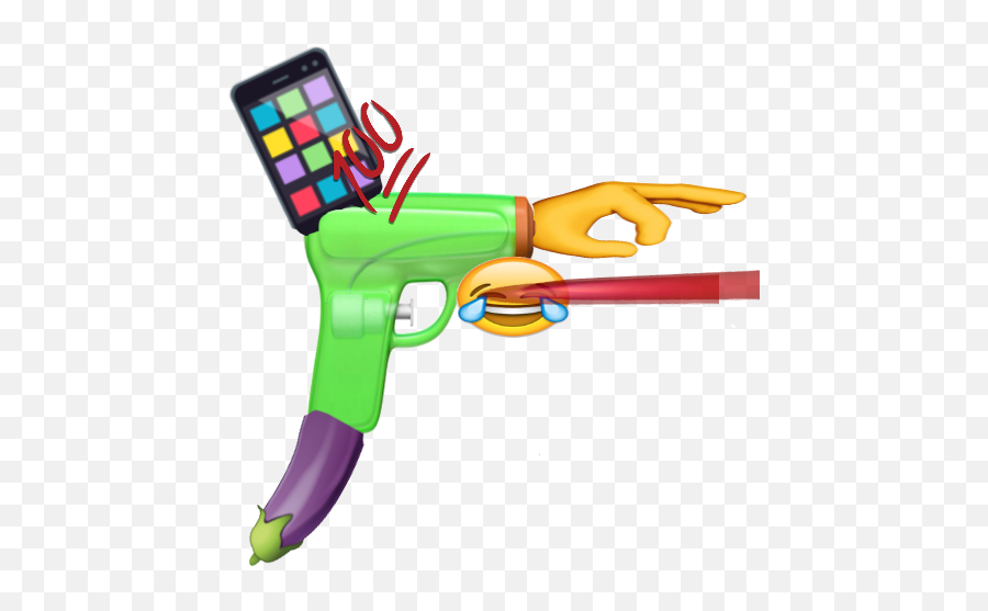Emoji Pistol With A Bunch Of Attachments - Clip Art,Gun Emoji