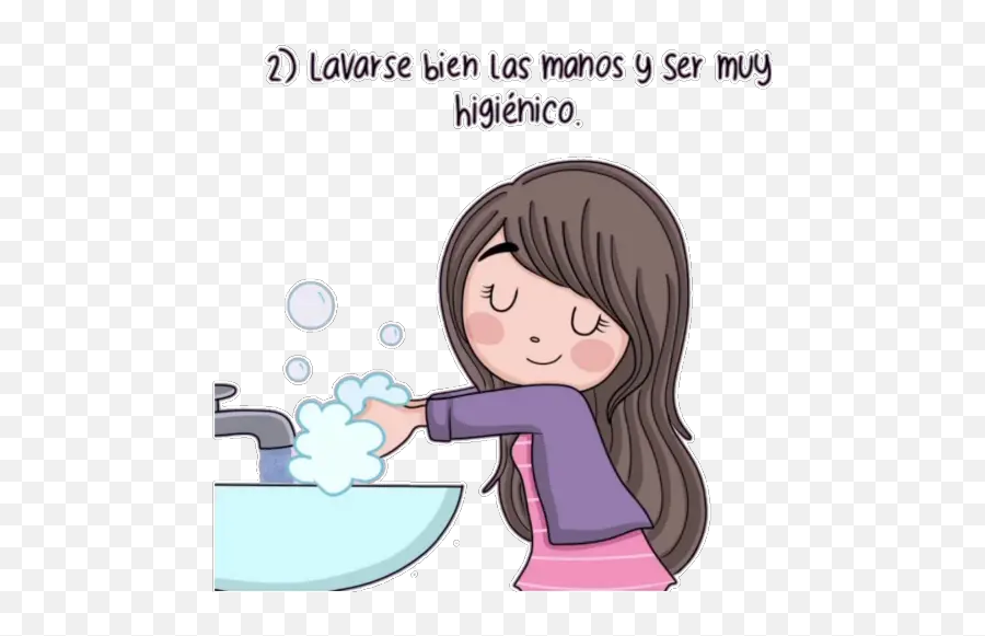 Cuídate Del Coronavirus Stickers For Whatsapp - Dibujo Animado Niña  Lavandose Las Manos Emoji,Emojis De Manos - free transparent emoji -  