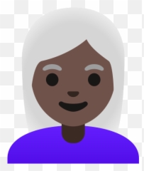 Dark Skin Tone White Hair Emoji - Human Color