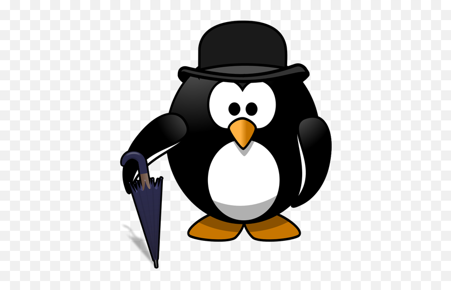 Penguin With Umbrella Vector Graphics - Penguin With Top Hat Emoji,Umbrella Sun Emoji