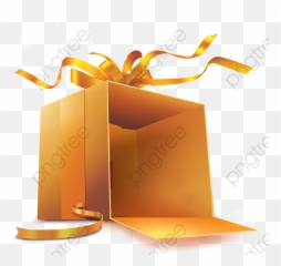 Gift Clipart Gold - Open Box Png Transparent Emoji