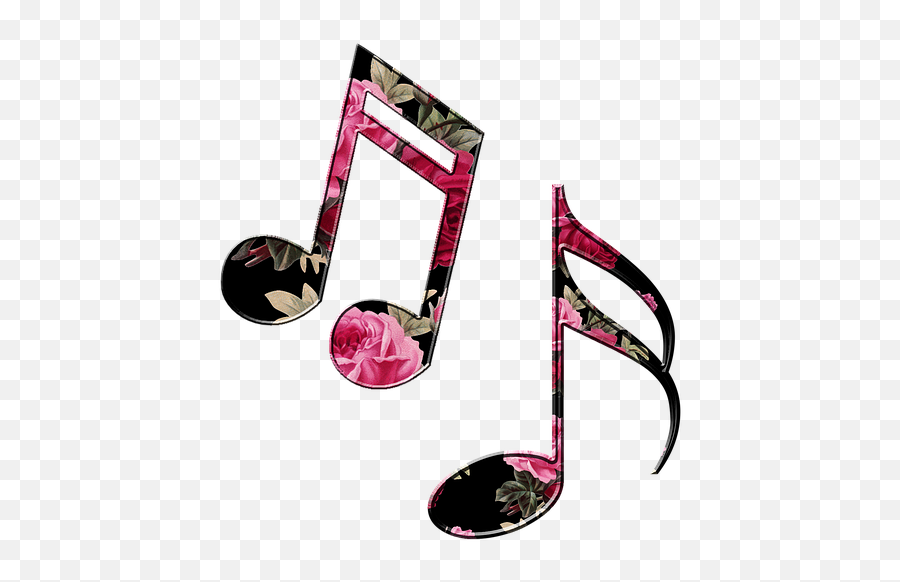 Music Notes Floral Musical - Transparent Music Notes Clipart Emoji,Music Note Emojis