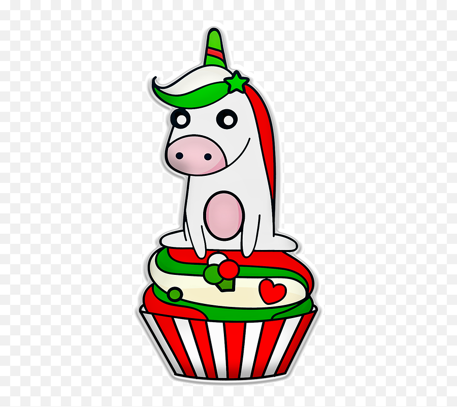 Christmas Unicorn Cupcake Green - Christmas Unicorn Transparent Emoji,Unicorn Emoji Cake