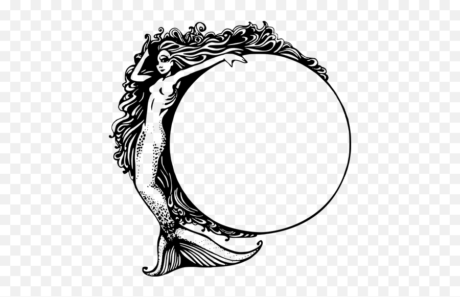 Mermaid With A Circle - Vintage Mermaid Clip Art Emoji,Little Mermaid Emoji
