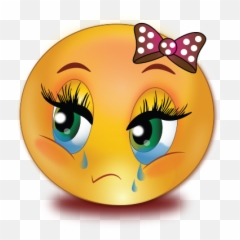 Sad Crying Girl Emoji - Sad Face Girl Emoji,Crying Emoji