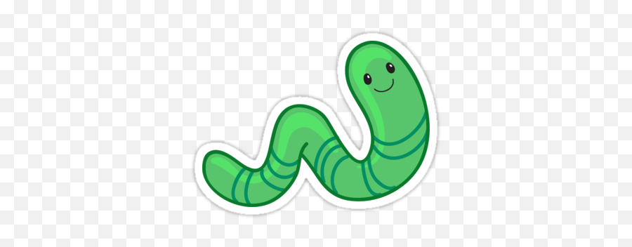 Cute Cartoon Green Worm Sticker - Worm Clipart Emoji,World And Worm Emoji