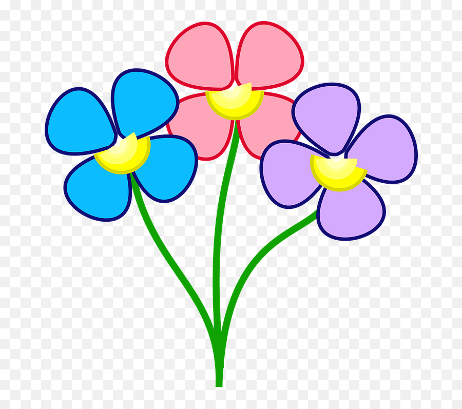 Free Blue Flower Blue Vectors - Colourful Flowers Free Clipart Emoji,Blue Flower Emoji