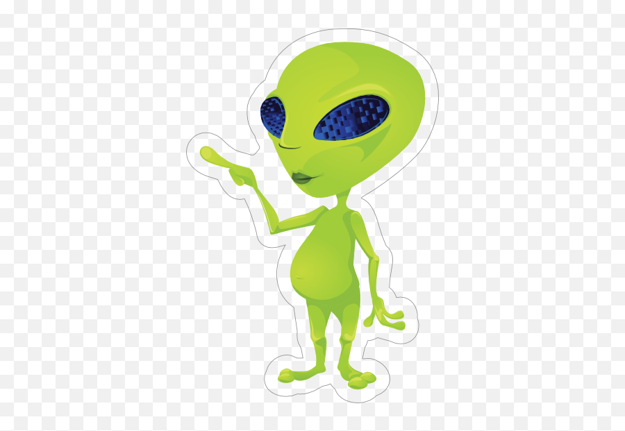 Pointing Green Alien Sticker - Cartoon Emoji,Alien And Rocket Emoji