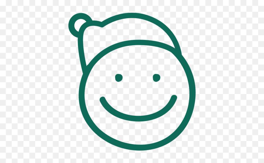Grin Santa Claus Hat Face Green Stroke Emoticon 5 - Squiggle Mouth Emoji,Christmas Lights Emoji
