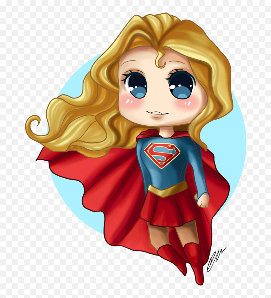 Cartoon Clipart Supergirl Cartoon - Supergirl Chibi Png Emoji,Supergirl Emoji