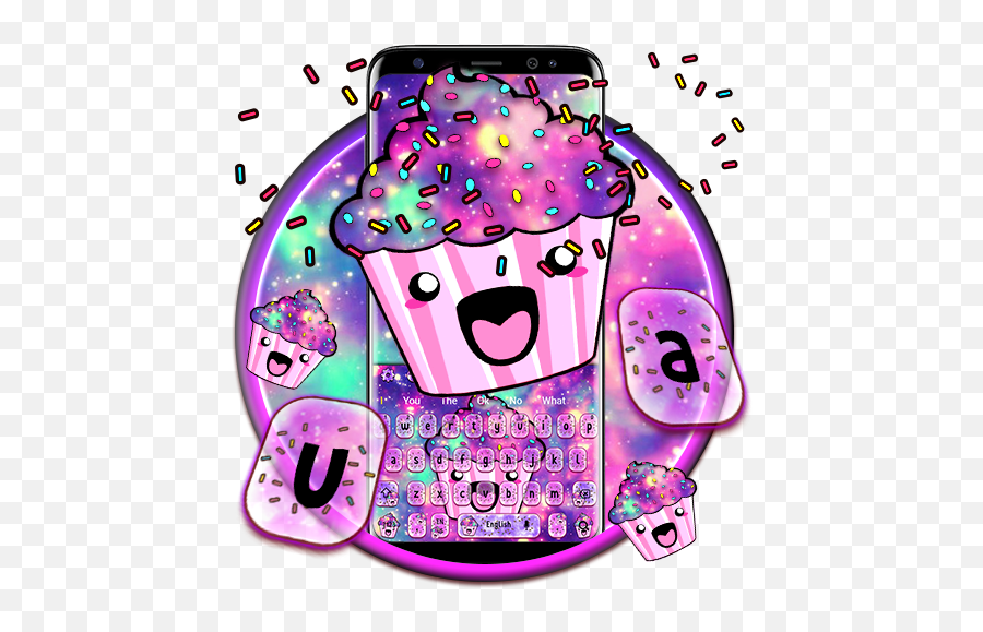 Cute Galaxy Cupcake Keyboard Theme - Clip Art Emoji,Cupcake Emoji Android