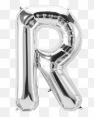 Silver Letter R 34 Balloon - Rose Gold Emoji