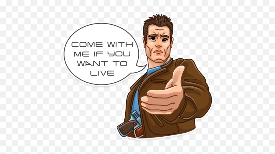 Terminator - Stickers For Whatsapp Arnold Schwarzenegger Cartoon Emoji,Terminator Emoji