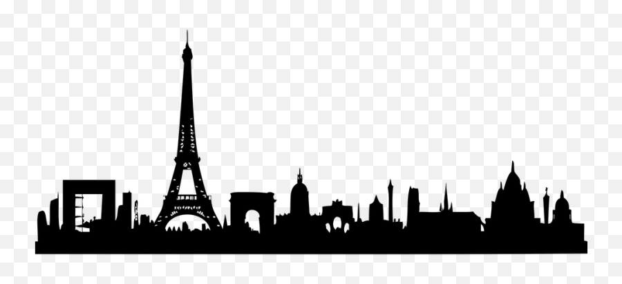 Paris Panorama Silhouette - Paris Skyline Silhouette Png Emoji,Eiffel Tower Emoji