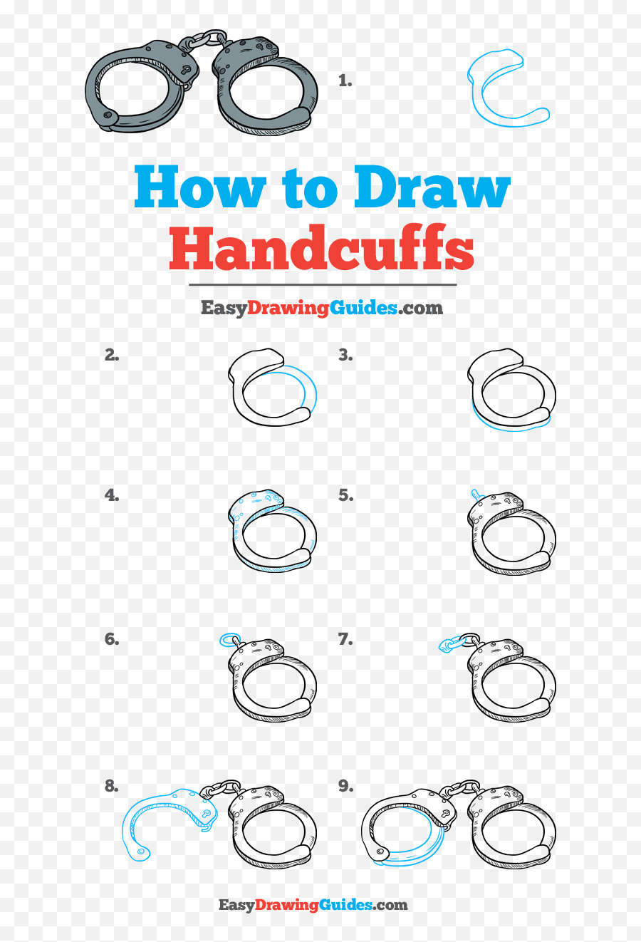 How To Draw Handcuffs - Really Easy Drawing Tutorial Circle Emoji,Is There A Handcuff Emoji