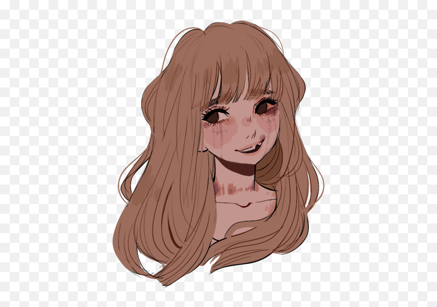 Girl Brownhair Drawing Hurt Bleeding Face Blood Crying - Drawn Girl Emoji,Hurt Face Emoji