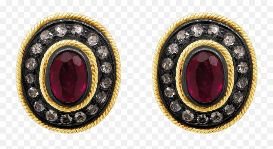 Shop Diamond Ruby Oval Studs Online - Solid Emoji,Emoji Earrings