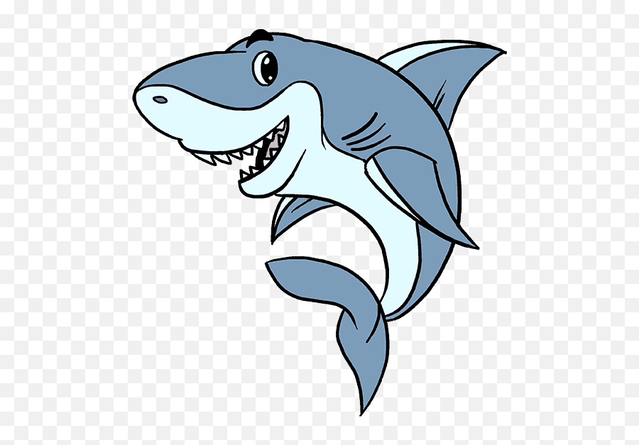 How To Draw A Cartoon Shark - Cute Shark Drawing Easy Emoji,Facebook Shark Emoji