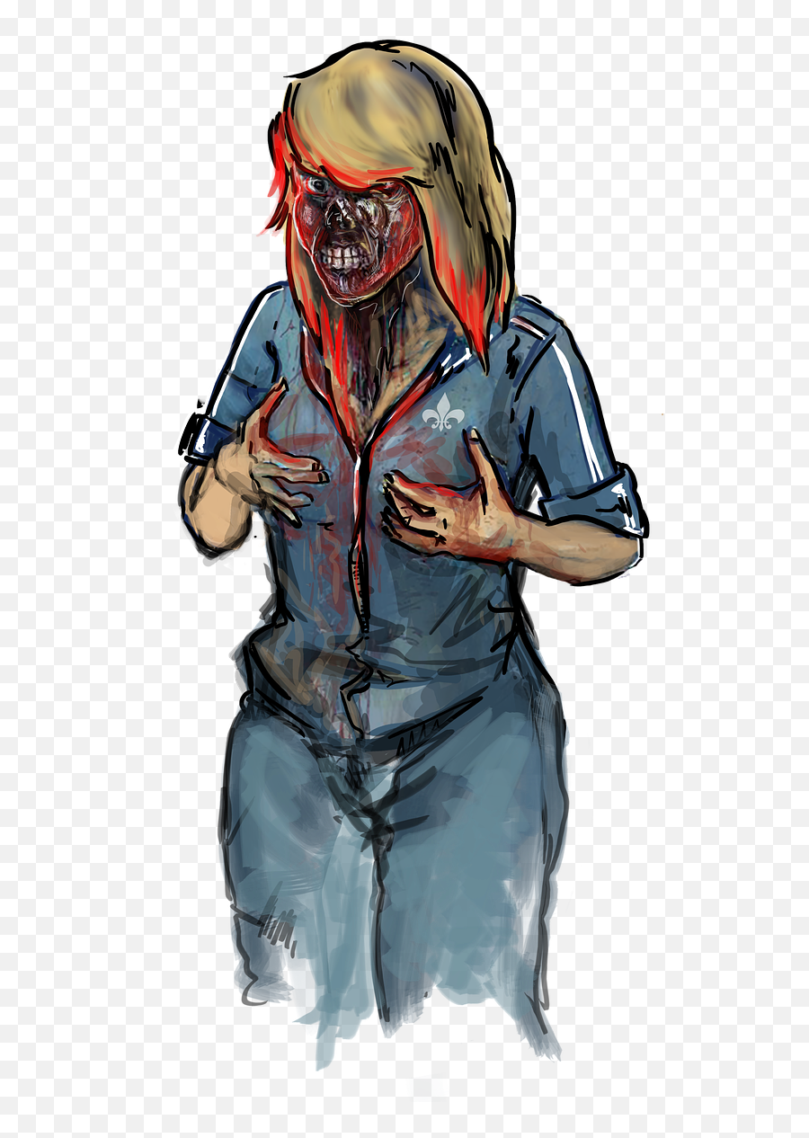 Zombie Girl Woman Halloween Fear - Drawing Zombies Face Emoji,Ghost Emoji