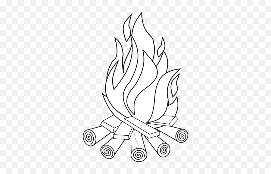 Camp Fire Line Art Vector Drawing - Fire Clip Art Emoji,Fire Hydrant Emoji