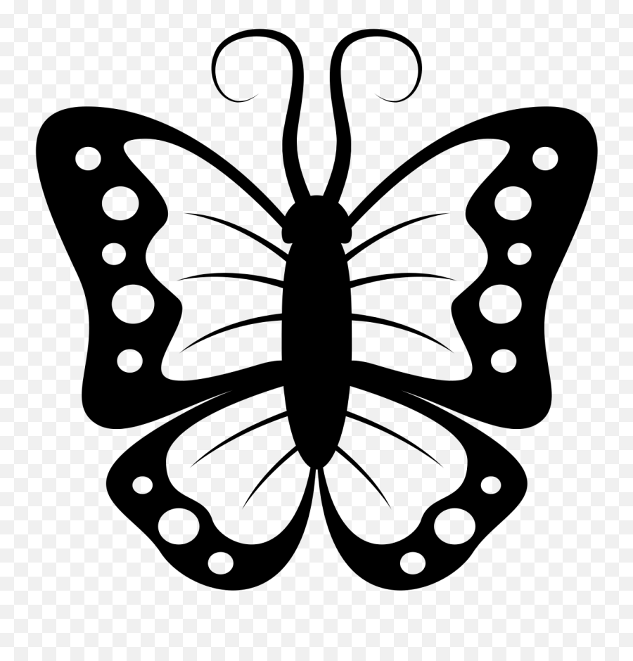 Emojione Bw 1f98b - Black And White Butterfly Emoji,Butterfly Emoji